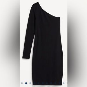 Old navy fitted one shoulder rib knit mini dress for women sz LP